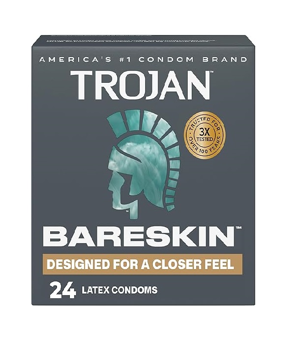 Guponjinish Trojan Bareskin Thin Premium Lubricated Condoms  24 Pcs