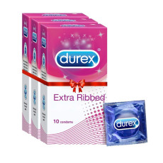 Durex Extra Ribbed Condom Combo 3 Pack - 30 Pcs